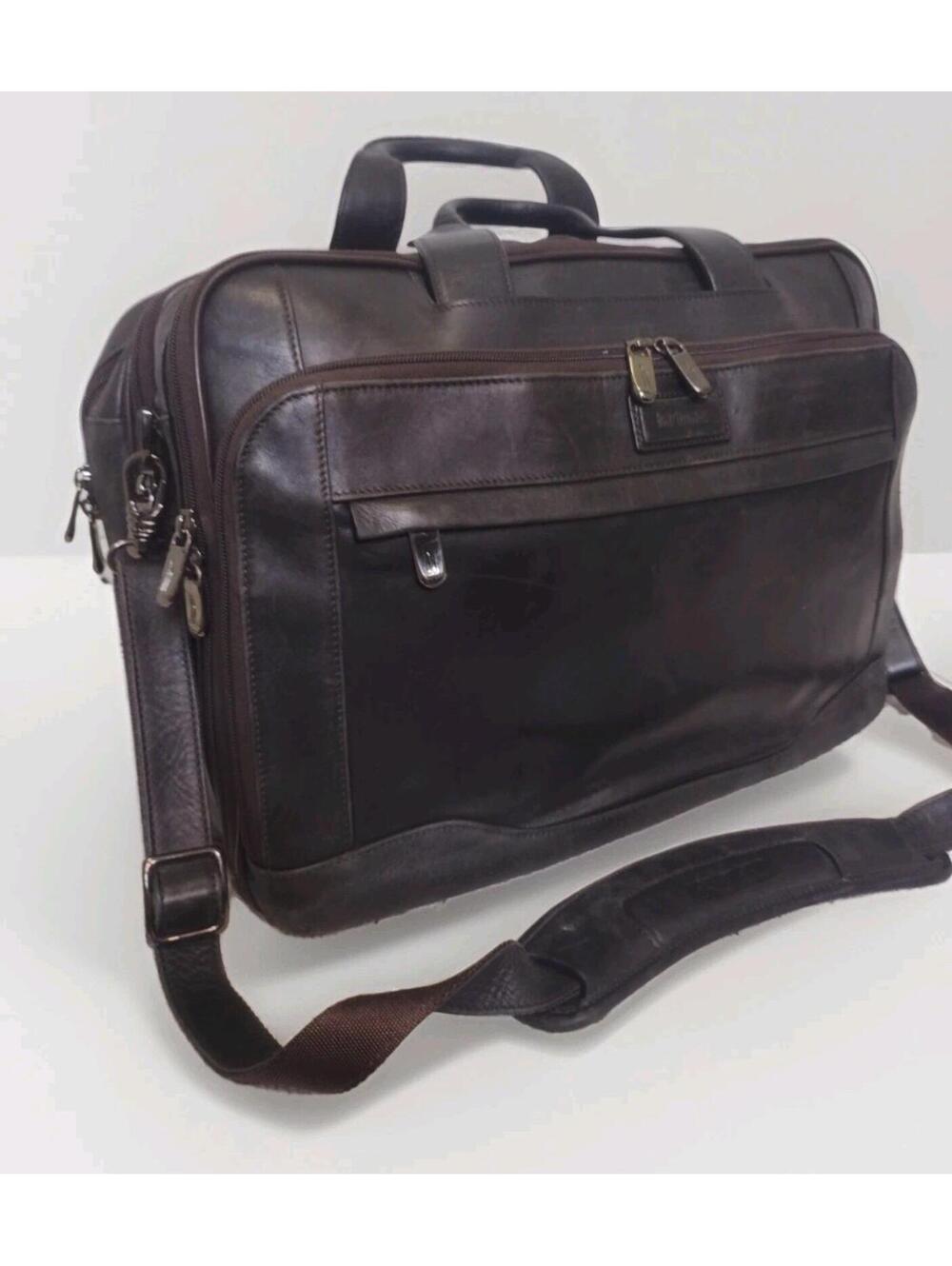Hartmann Aviator Leather Briefcase Luxury Travel Bag Brown